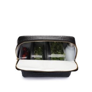 Modern Picnic Black Crocodile Print Lunch Pouch